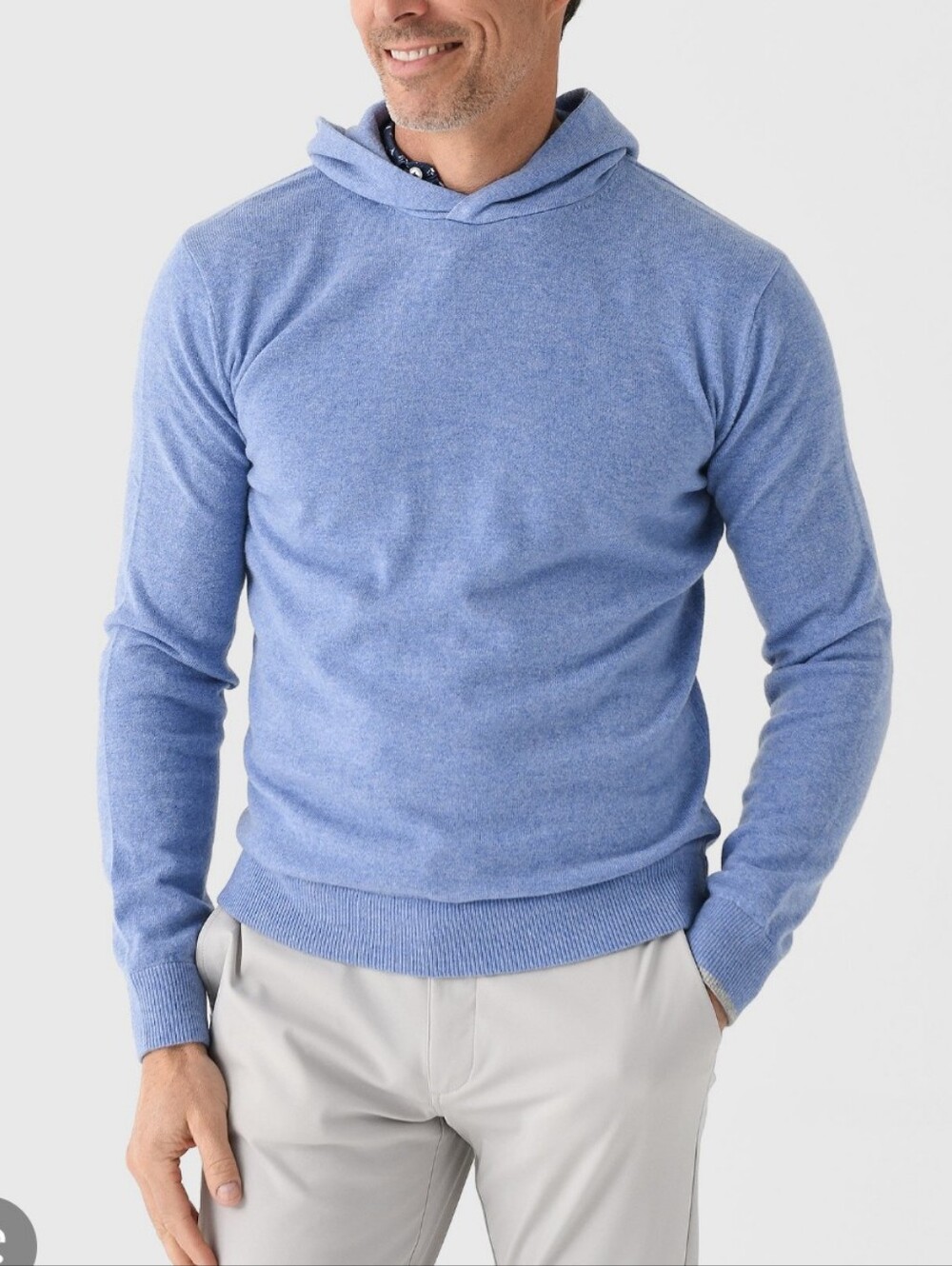 Greyson Men's 100% Cashmere Koko Hoodie Sweater - Light Blue